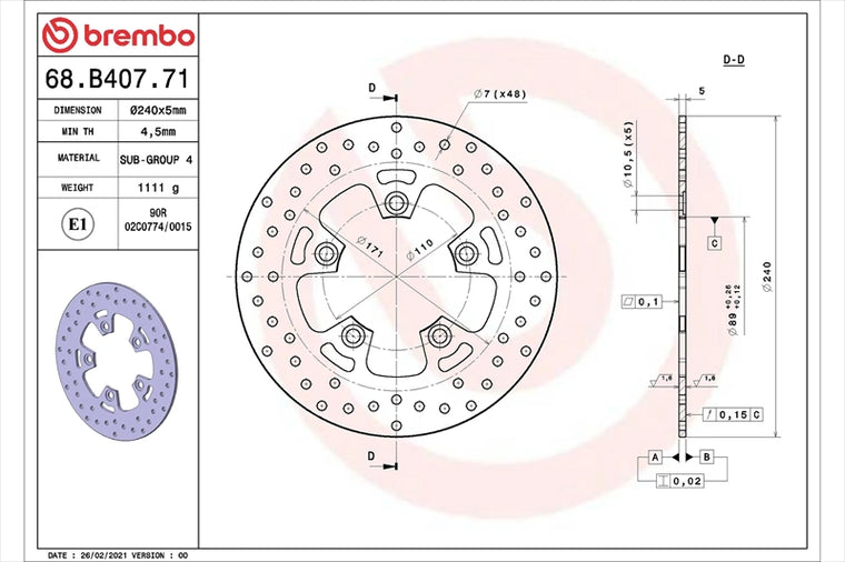 BREMBO SERIE ORO(ブレンボ セリエオロ) | セリエオロ ブレーキディスク リジット | 68B40771