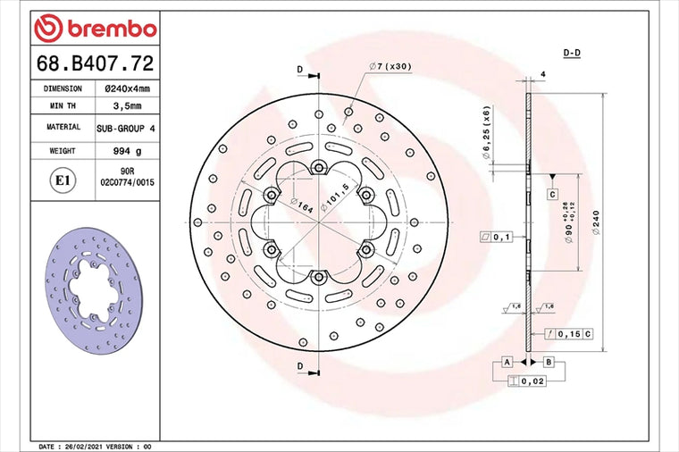 BREMBO SERIE ORO(ブレンボ セリエオロ) | セリエオロ ブレーキディスク リジット | 68B40772