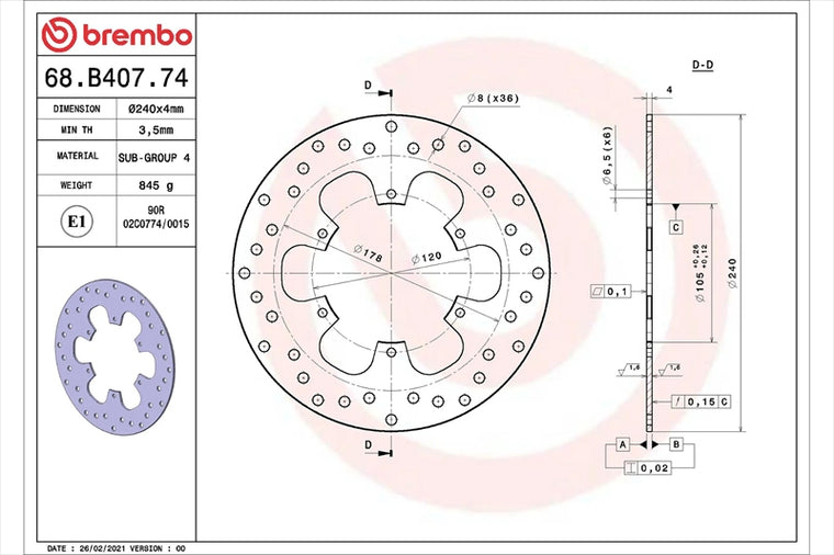 BREMBO SERIE ORO(ブレンボ セリエオロ) | セリエオロ ブレーキディスク リジット | 68B40774
