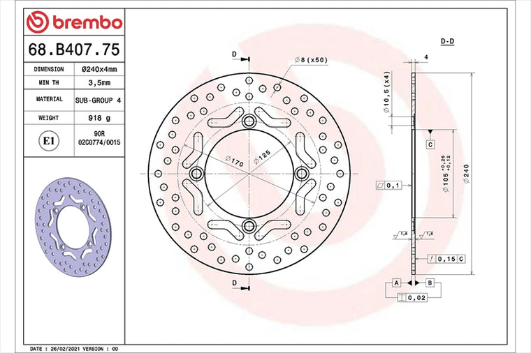 BREMBO SERIE ORO(ブレンボ セリエオロ) | セリエオロ ブレーキディスク リジット | 68B40775