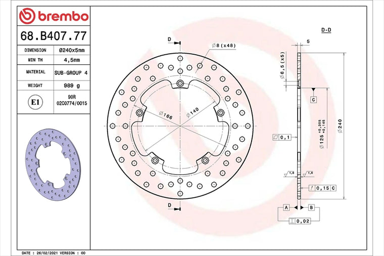 BREMBO SERIE ORO(ブレンボ セリエオロ) | セリエオロ ブレーキディスク リジット | 68B40777