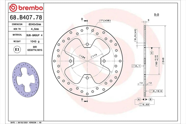 BREMBO SERIE ORO(ブレンボ セリエオロ) | セリエオロ ブレーキディスク リジット | 68B40778