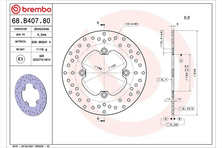 BREMBO SERIE ORO(ブレンボ セリエオロ) | セリエオロ ブレーキディスク リジット | 68B40780
