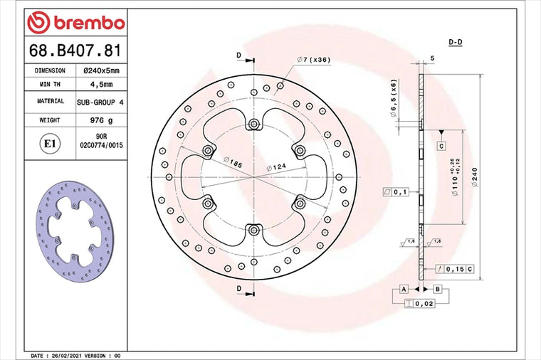 BREMBO SERIE ORO(ブレンボ セリエオロ) | セリエオロ ブレーキディスク リジット | 68B40781