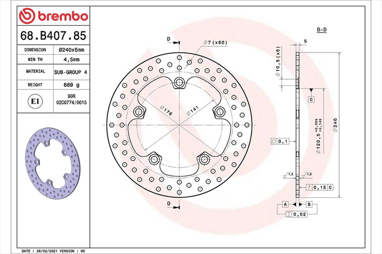 BREMBO SERIE ORO(ブレンボ セリエオロ) | セリエオロ ブレーキディスク リジット | 68B40785