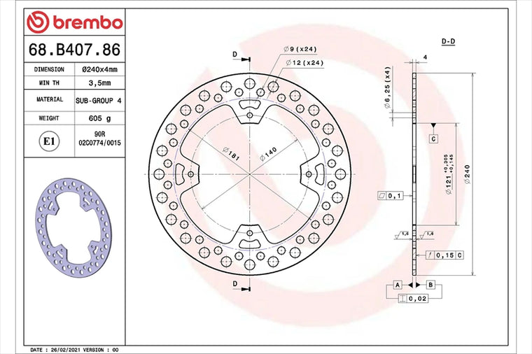 BREMBO SERIE ORO(ブレンボ セリエオロ) | セリエオロ ブレーキディスク リジット | 68B40786
