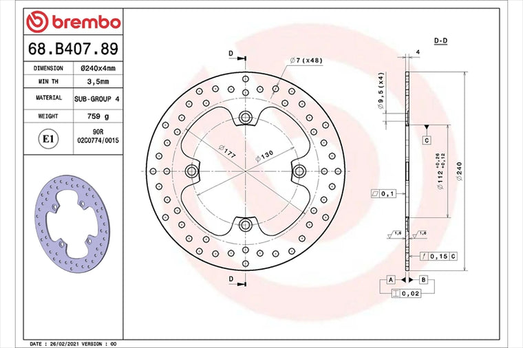 BREMBO SERIE ORO(ブレンボ セリエオロ) | セリエオロ ブレーキディスク リジット | 68B40789
