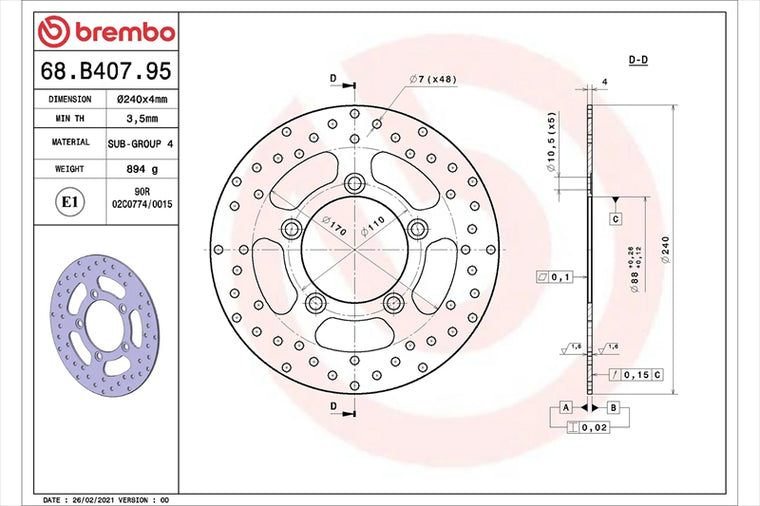 BREMBO SERIE ORO(ブレンボ セリエオロ) | セリエオロ ブレーキディスク リジット | 68B40795
