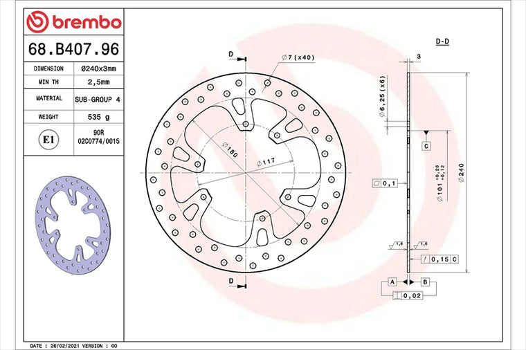 BREMBO SERIE ORO(ブレンボ セリエオロ) | セリエオロ ブレーキディスク リジット | 68B40796
