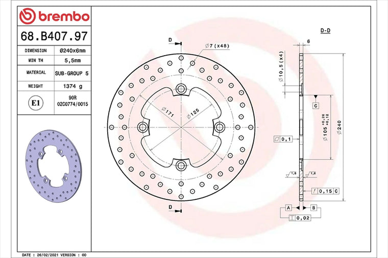 BREMBO SERIE ORO(ブレンボ セリエオロ) | セリエオロ ブレーキディスク リジット | 68B40797