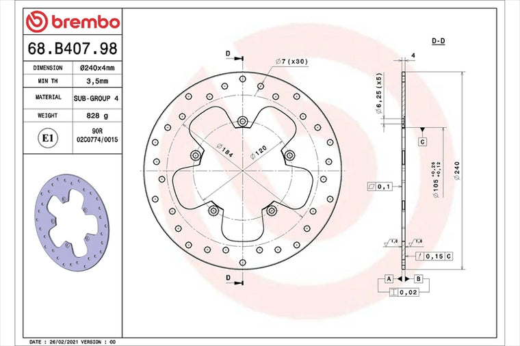 BREMBO SERIE ORO(ブレンボ セリエオロ) | セリエオロ ブレーキディスク リジット | 68B40798