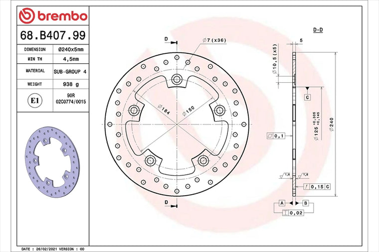 BREMBO SERIE ORO(ブレンボ セリエオロ) | セリエオロ ブレーキディスク リジット | 68B40799