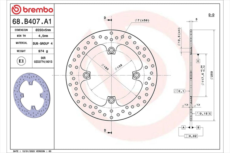 BREMBO SERIE ORO(ブレンボ セリエオロ) | セリエオロ ブレーキディスク リジット | 68B407A1