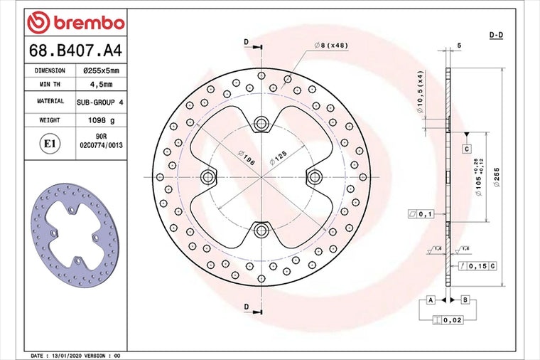 BREMBO SERIE ORO(ブレンボ セリエオロ) | セリエオロ ブレーキディスク リジット | 68B407A4