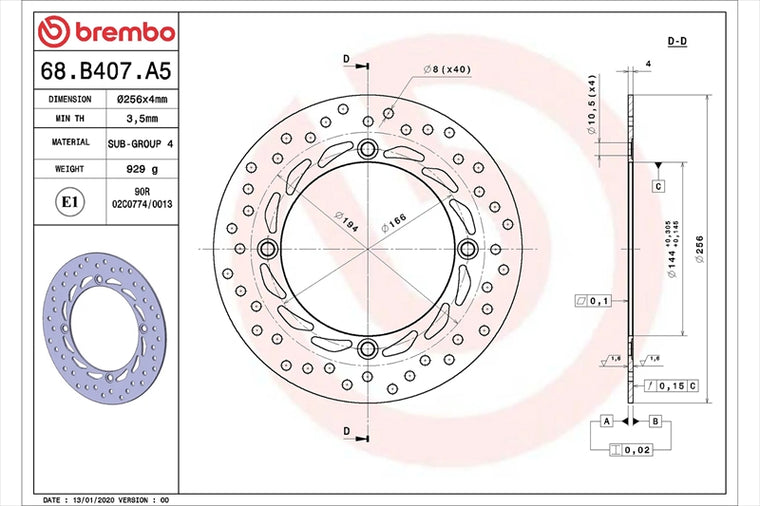 BREMBO SERIE ORO(ブレンボ セリエオロ) | セリエオロ ブレーキディスク リジット | 68B407A5