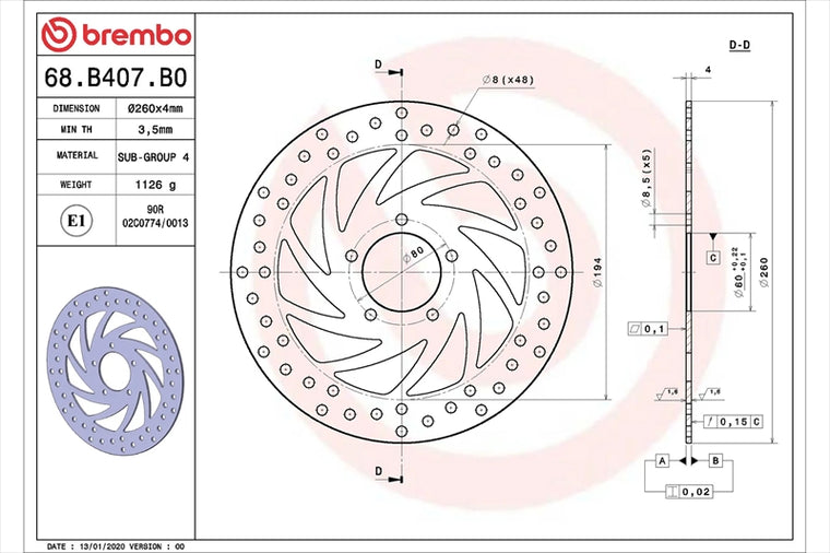 BREMBO SERIE ORO(ブレンボ セリエオロ) | セリエオロ ブレーキディスク リジット | 68B407B0