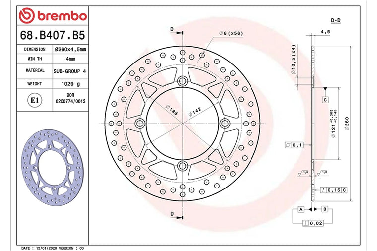 BREMBO SERIE ORO(ブレンボ セリエオロ) | セリエオロ ブレーキディスク リジット | 68B407B5