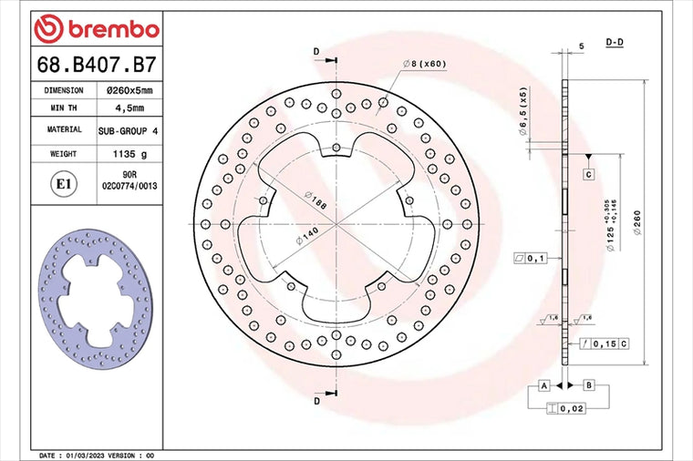 BREMBO SERIE ORO(ブレンボ セリエオロ) | セリエオロ ブレーキディスク リジット | 68B407B7