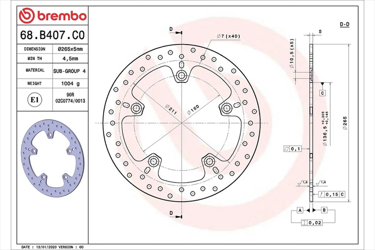 BREMBO SERIE ORO(ブレンボ セリエオロ) | セリエオロ ブレーキディスク リジット | 68B407C0