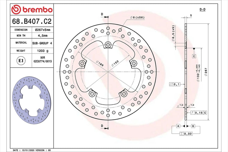 BREMBO SERIE ORO(ブレンボ セリエオロ) | セリエオロ ブレーキディスク リジット | 68B407C2