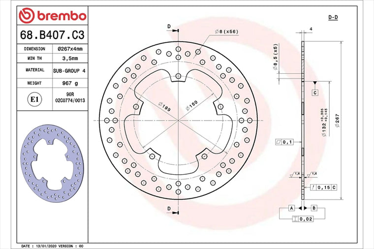 BREMBO SERIE ORO(ブレンボ セリエオロ) | セリエオロ ブレーキディスク リジット | 68B407C3