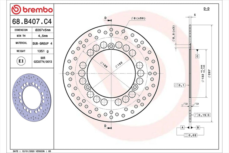 BREMBO SERIE ORO(ブレンボ セリエオロ) | セリエオロ ブレーキディスク リジット | 68B407C4