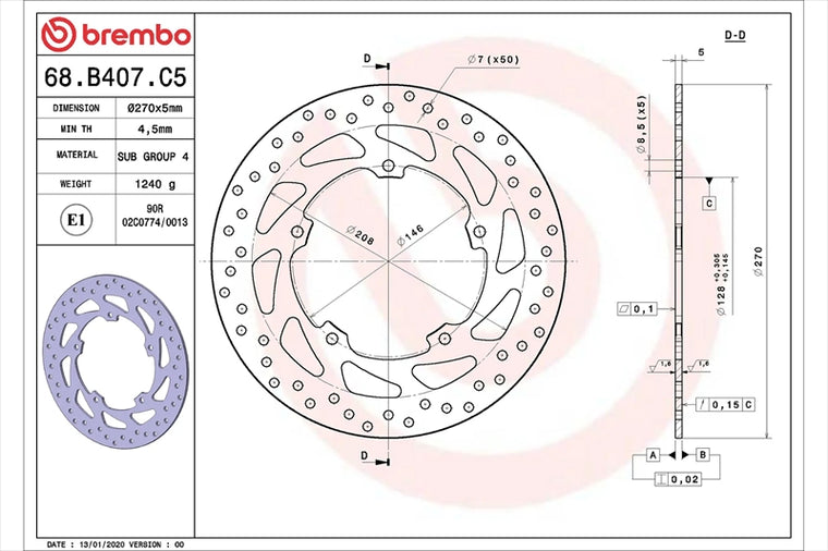 BREMBO SERIE ORO(ブレンボ セリエオロ) | セリエオロ ブレーキディスク リジット | 68B407C5