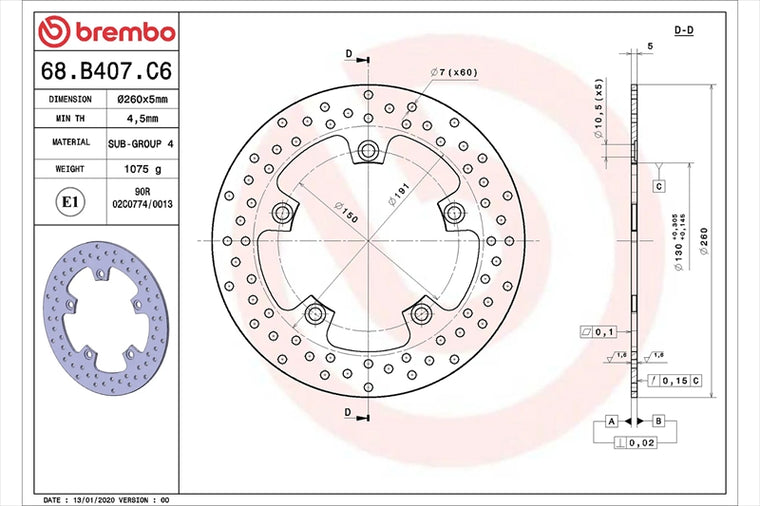 BREMBO SERIE ORO(ブレンボ セリエオロ) | セリエオロ ブレーキディスク リジット | 68B407C6
