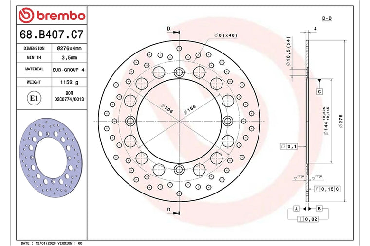 BREMBO SERIE ORO(ブレンボ セリエオロ) | セリエオロ ブレーキディスク リジット | 68B407C7
