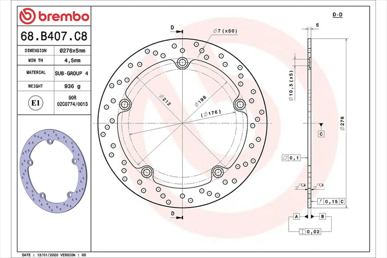 BREMBO SERIE ORO(ブレンボ セリエオロ) | セリエオロ ブレーキディスク リジット | 68B407C8
