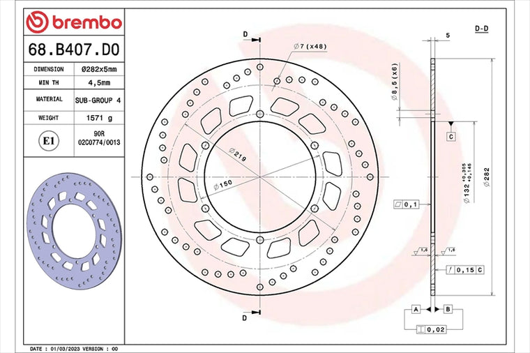 BREMBO SERIE ORO(ブレンボ セリエオロ) | セリエオロ ブレーキディスク リジット | 68B407D0