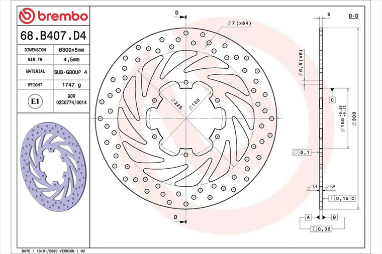 BREMBO SERIE ORO(ブレンボ セリエオロ) | セリエオロ ブレーキディスク リジット | 68B407D4