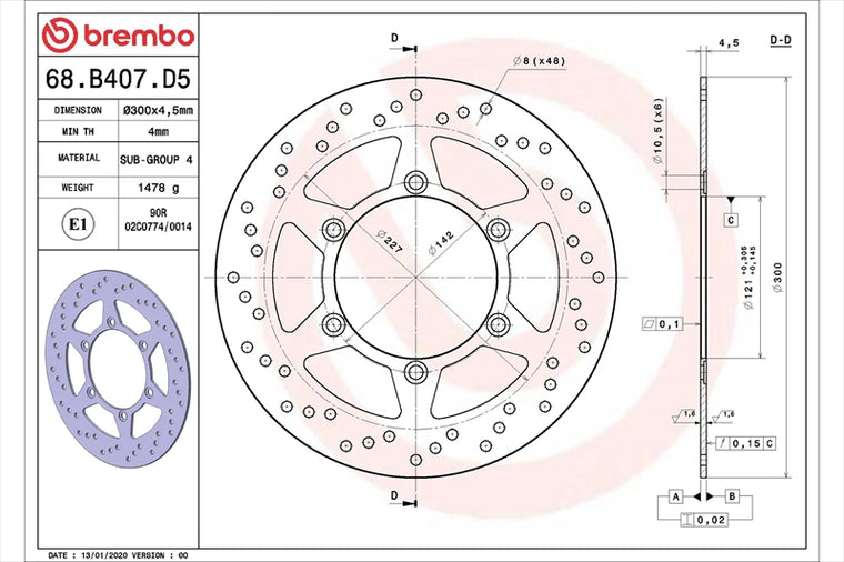 BREMBO SERIE ORO(ブレンボ セリエオロ) | セリエオロ ブレーキディスク リジット | 68B407D5