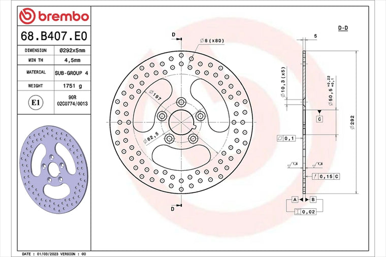 BREMBO SERIE ORO(ブレンボ セリエオロ) | セリエオロ ブレーキディスク リジット | 68B407E0