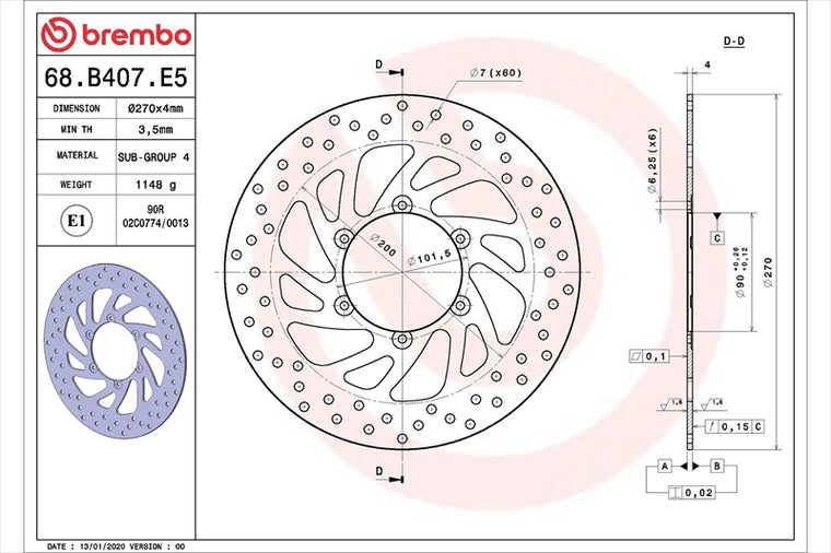 BREMBO SERIE ORO(ブレンボ セリエオロ) | セリエオロ ブレーキディスク リジット | 68B407E5
