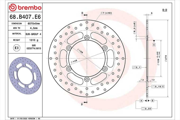 BREMBO SERIE ORO(ブレンボ セリエオロ) | セリエオロ ブレーキディスク リジット | 68B407E6