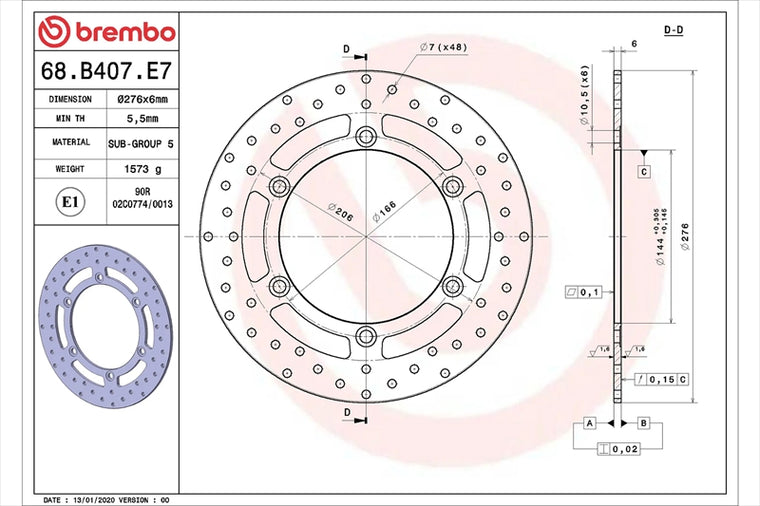 BREMBO SERIE ORO(ブレンボ セリエオロ) | セリエオロ ブレーキディスク リジット | 68B407E7