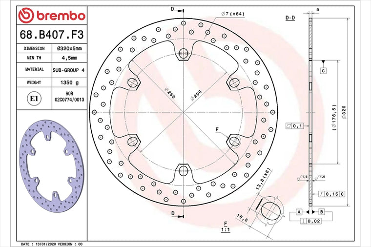 BREMBO SERIE ORO(ブレンボ セリエオロ) | セリエオロ ブレーキディスク リジット | 68B407F3