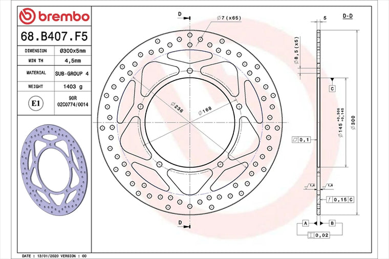 BREMBO SERIE ORO(ブレンボ セリエオロ) | セリエオロ ブレーキディスク リジット | 68B407F5