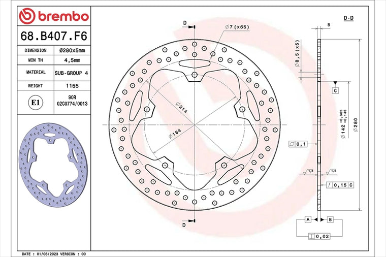 BREMBO SERIE ORO(ブレンボ セリエオロ) | セリエオロ ブレーキディスク リジット | 68B407F6