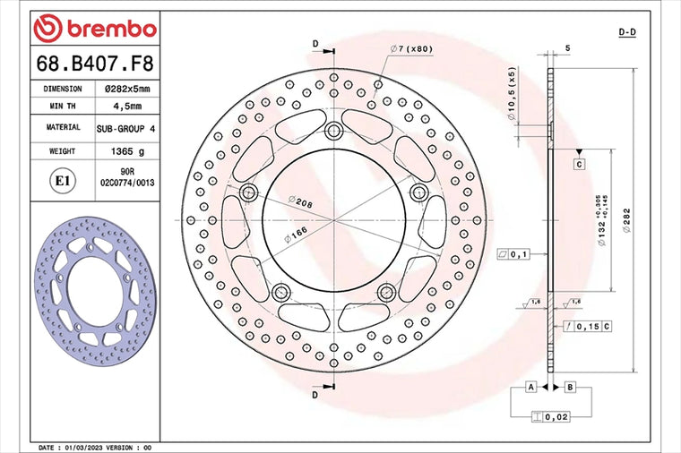 BREMBO SERIE ORO(ブレンボ セリエオロ) | セリエオロ ブレーキディスク リジット | 68B407F8