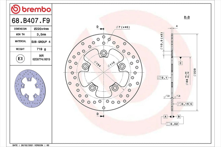 BREMBO SERIE ORO(ブレンボ セリエオロ) | セリエオロ ブレーキディスク リジット | 68B407F9