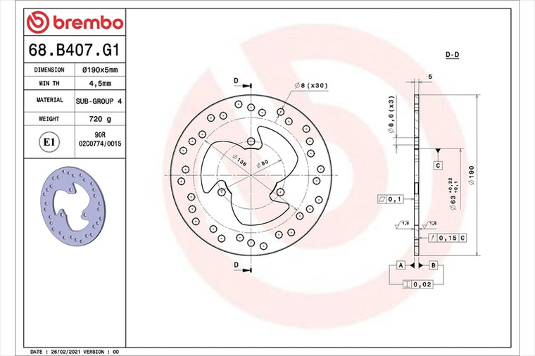 BREMBO SERIE ORO(ブレンボ セリエオロ) | セリエオロ ブレーキディスク リジット | 68B407G1