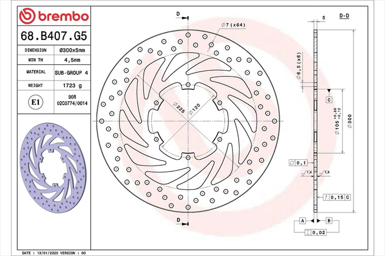 BREMBO SERIE ORO(ブレンボ セリエオロ) | セリエオロ ブレーキディスク リジット | 68B407G5