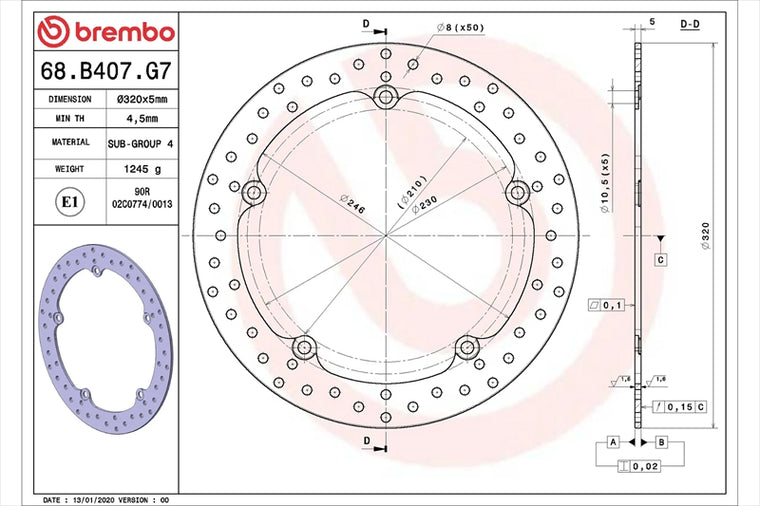 BREMBO SERIE ORO(ブレンボ セリエオロ) | セリエオロ ブレーキディスク リジット | 68B407G7