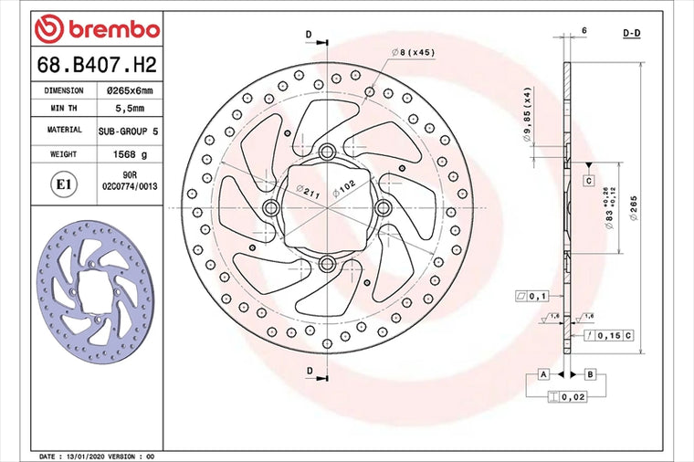 BREMBO SERIE ORO(ブレンボ セリエオロ) | セリエオロ ブレーキディスク リジット | 68B407H2