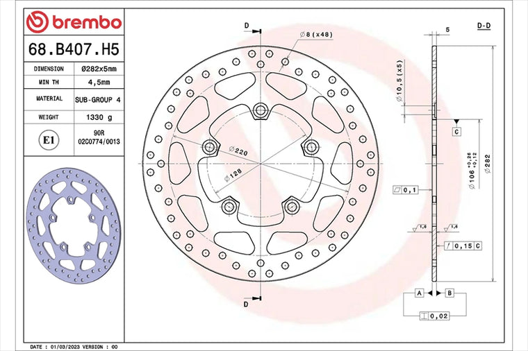 BREMBO SERIE ORO(ブレンボ セリエオロ) | セリエオロ ブレーキディスク リジット | 68B407H5