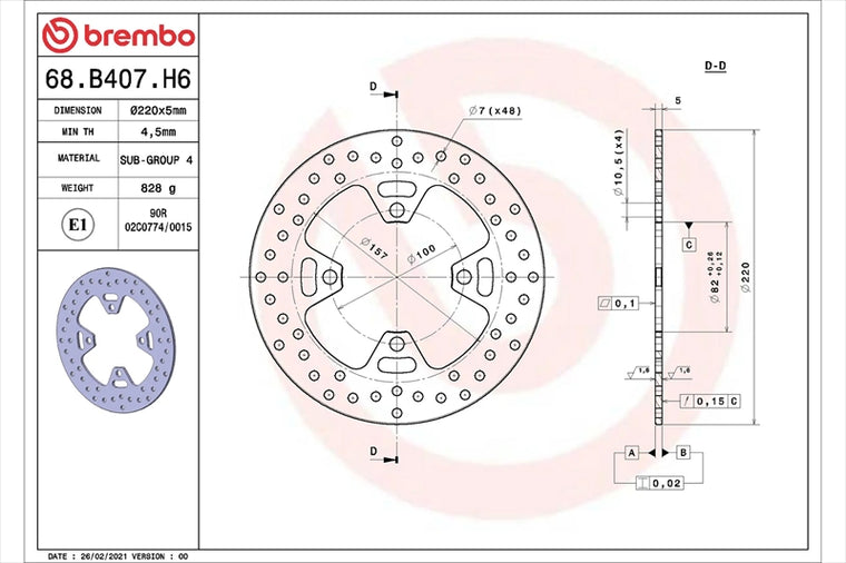 BREMBO SERIE ORO(ブレンボ セリエオロ) | セリエオロ ブレーキディスク リジット | 68B407H6