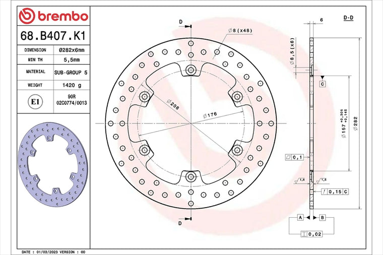 BREMBO SERIE ORO(ブレンボ セリエオロ) | セリエオロ ブレーキディスク リジット | 68B407K1