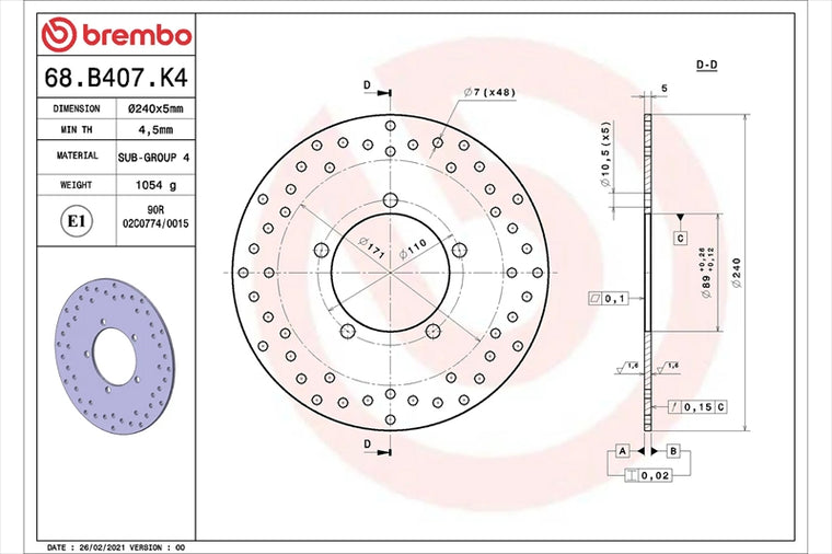 BREMBO SERIE ORO(ブレンボ セリエオロ) | セリエオロ ブレーキディスク リジット | 68B407K4